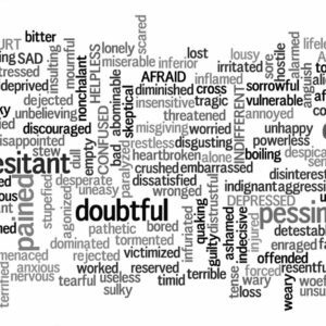 words, doubtful pessimistic, pessimist